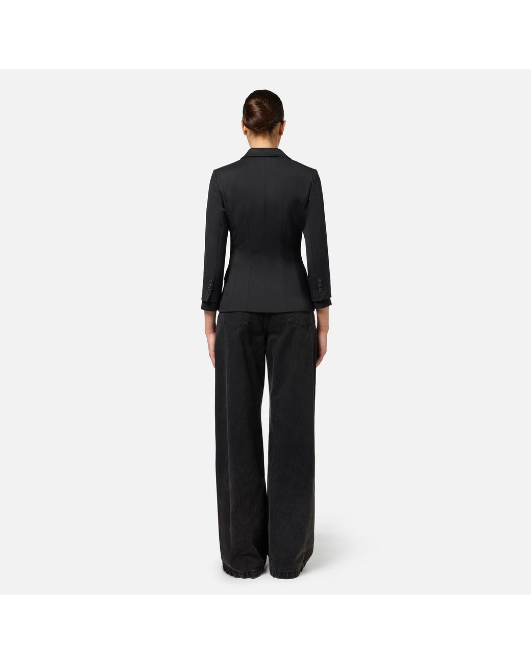 Elisabetta Franchi Black Single Breasted Pocket Detailed Blazer