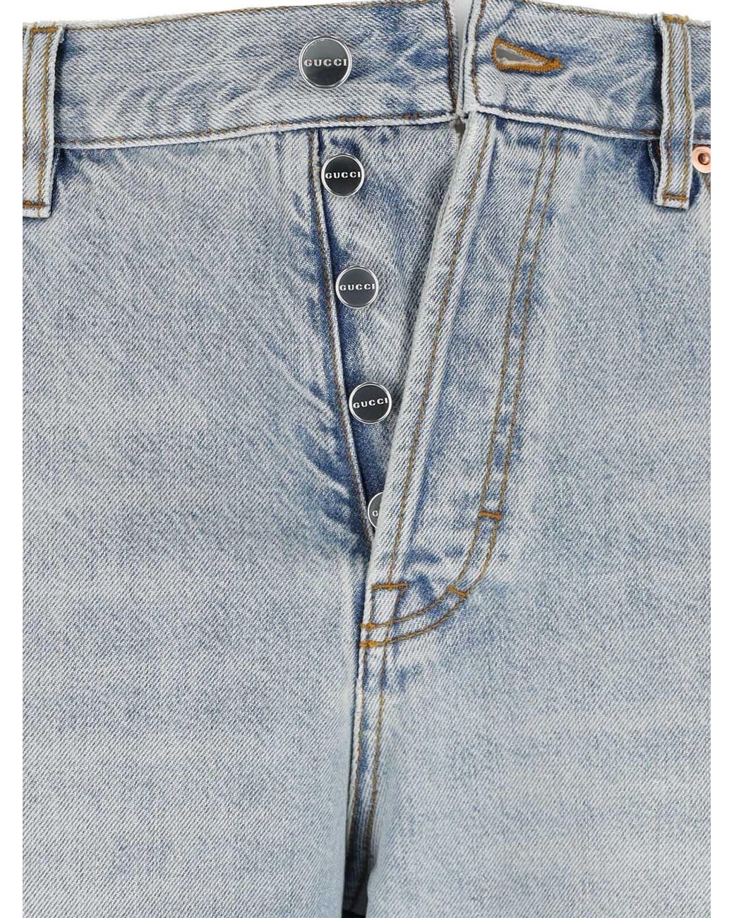 Gucci Blue Loose Fit Denim Pants for men