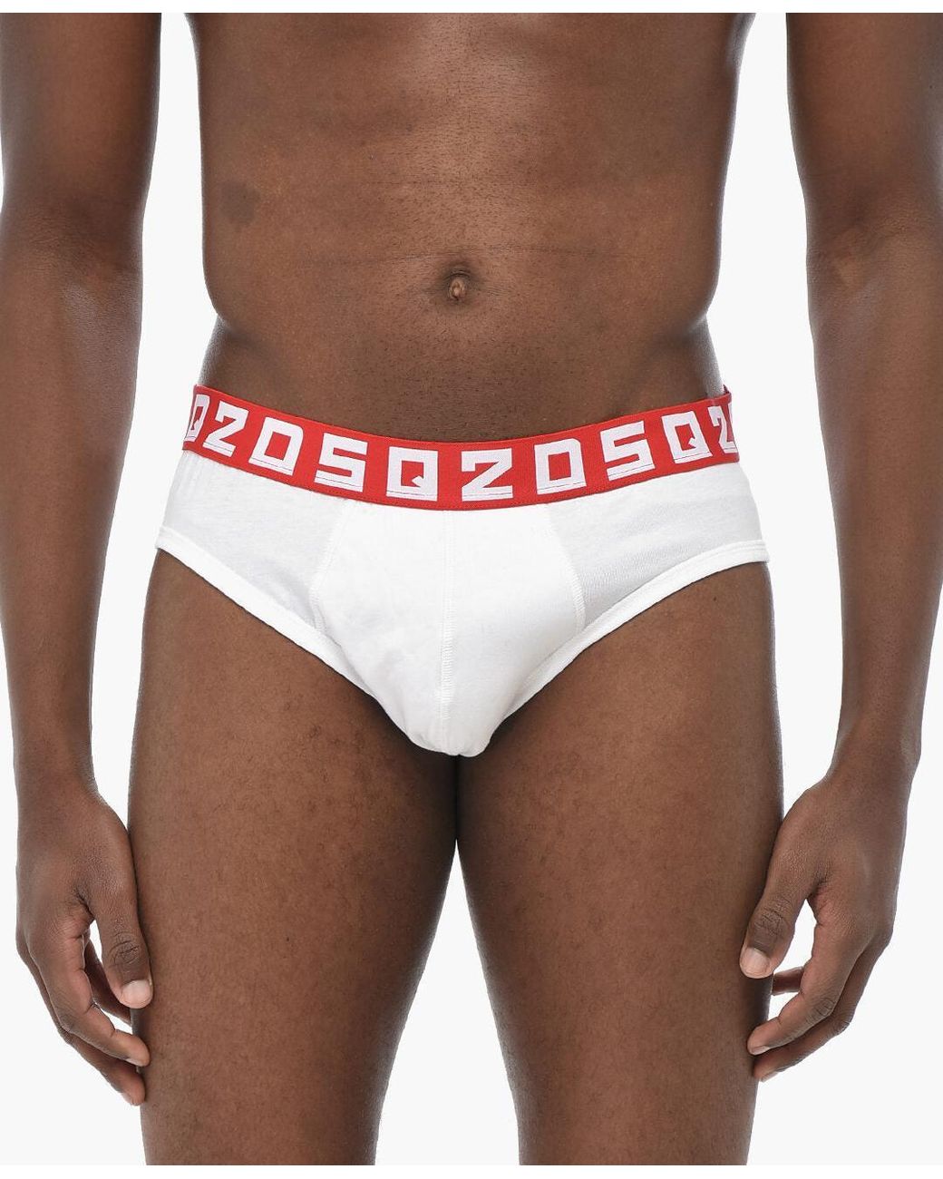 DSquared² White Logo Elastic Waist Briefs for men