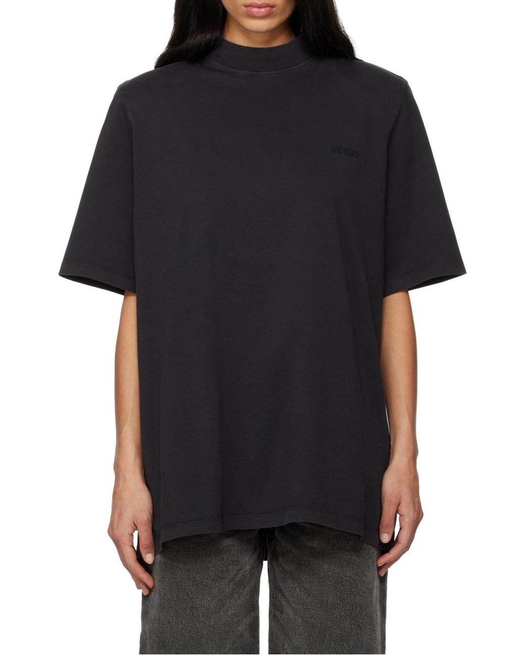 The Attico Black The Logo Embroidered Oversized T-Shirt