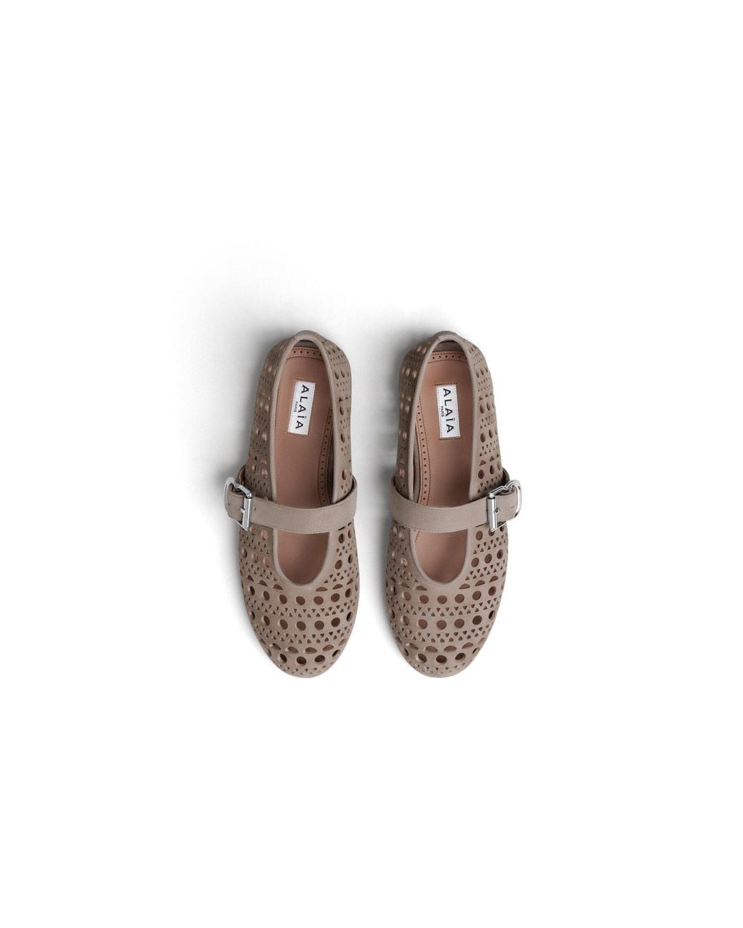 Alaïa Gray Suede Ballet Flats