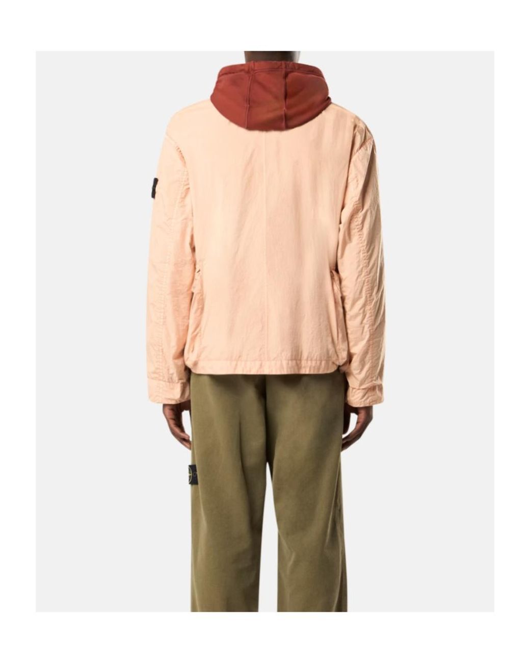 Stone Island Pink Logo Patch Buttoned Overshirt for men