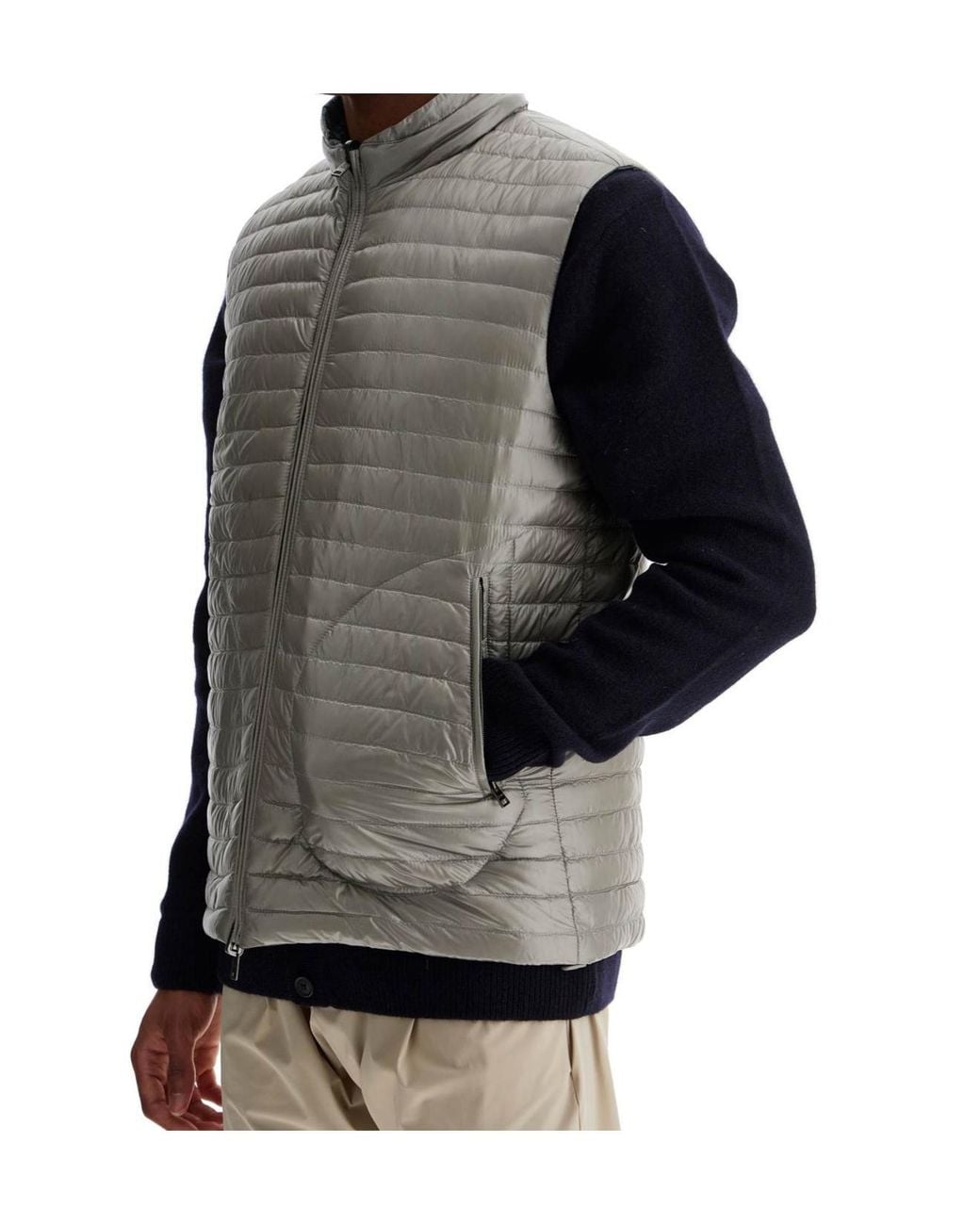 Herno Blue Zipped Quilted Reversible Down Gilet for men