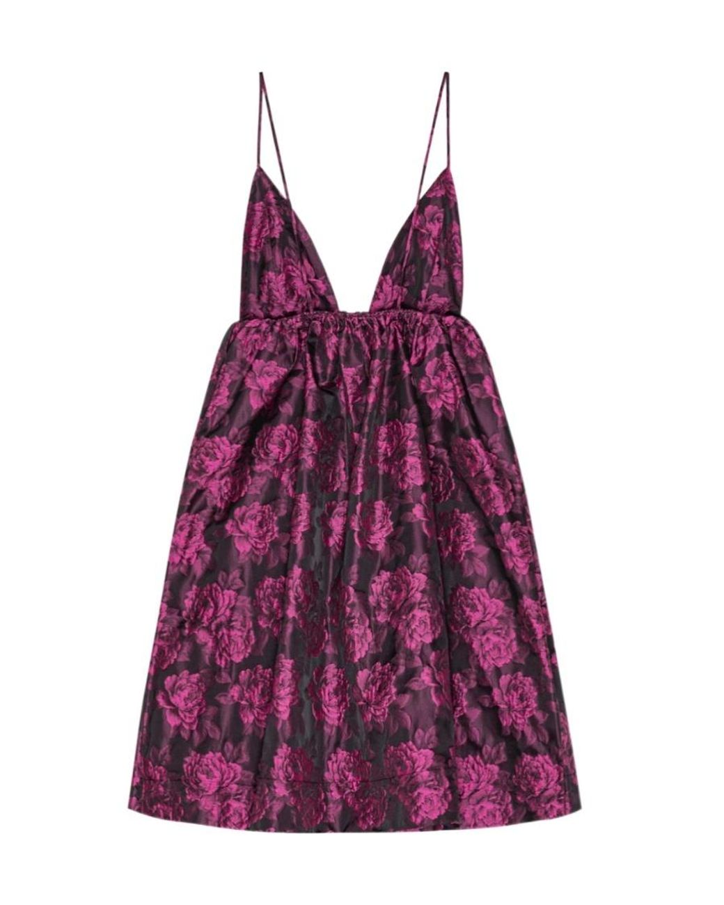 Ganni Purple Jacquard Slip Dress