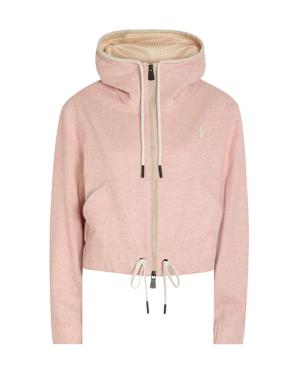 Moncler Pink Cropped Hooded Zip Jacket