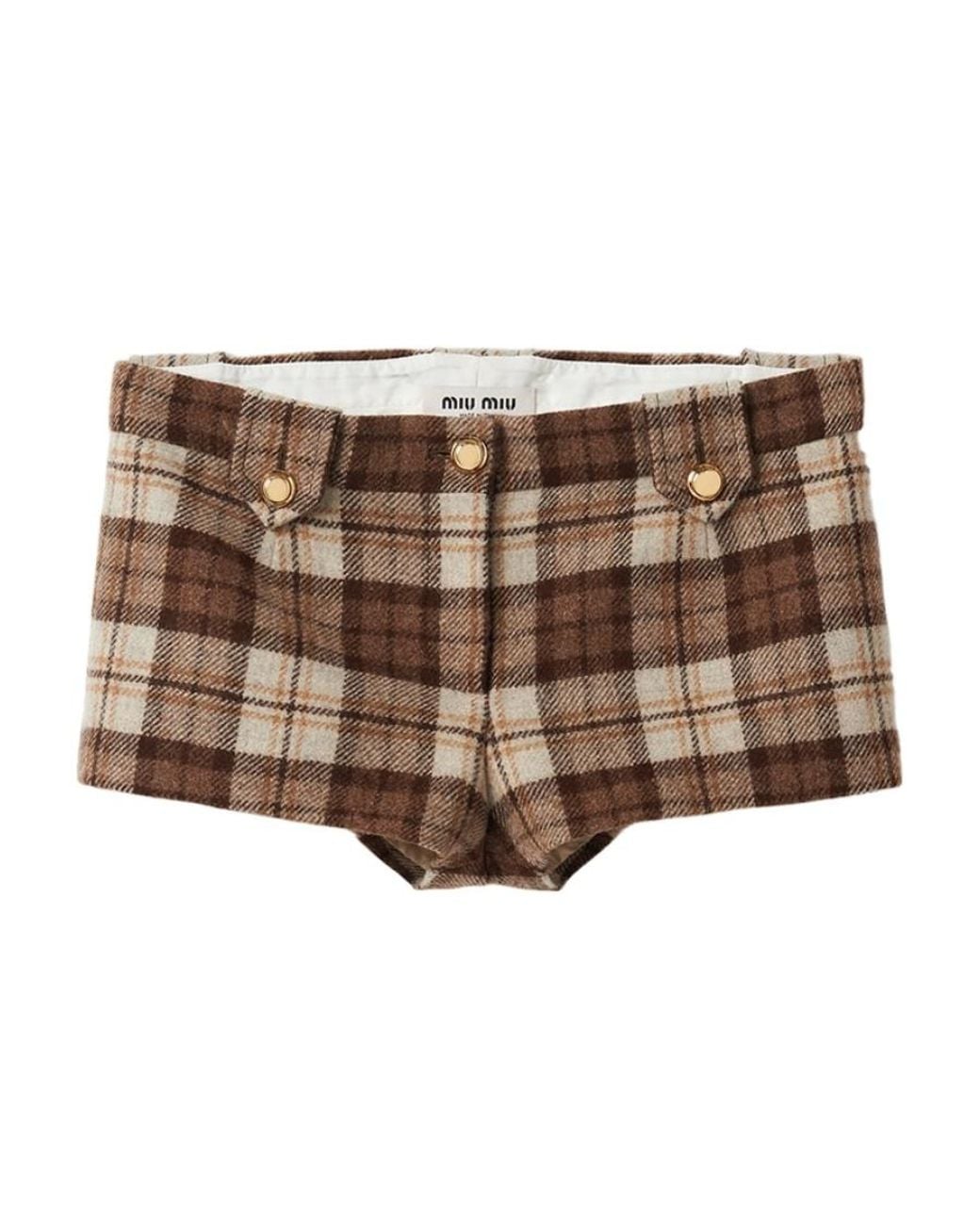 Miu Miu Brown Checked Shorts