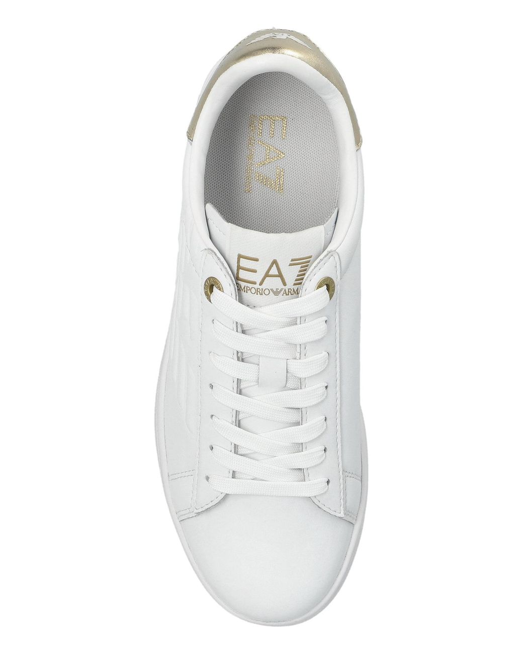 EA7 White Logo-Printed Lace-Up Sneakers for men