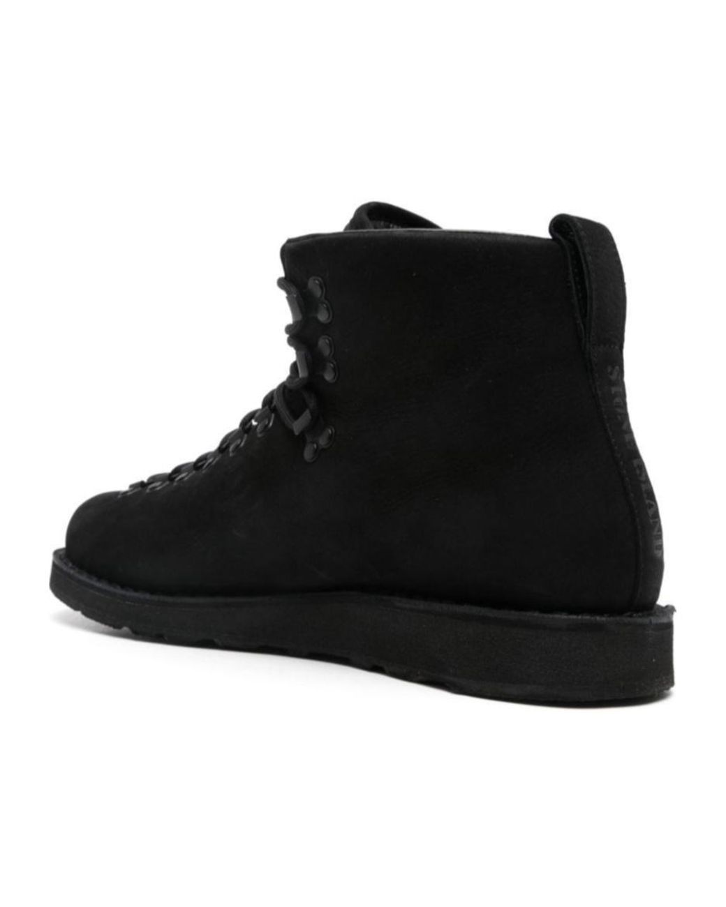 Stone Island Black Leather Ankle Boots for men