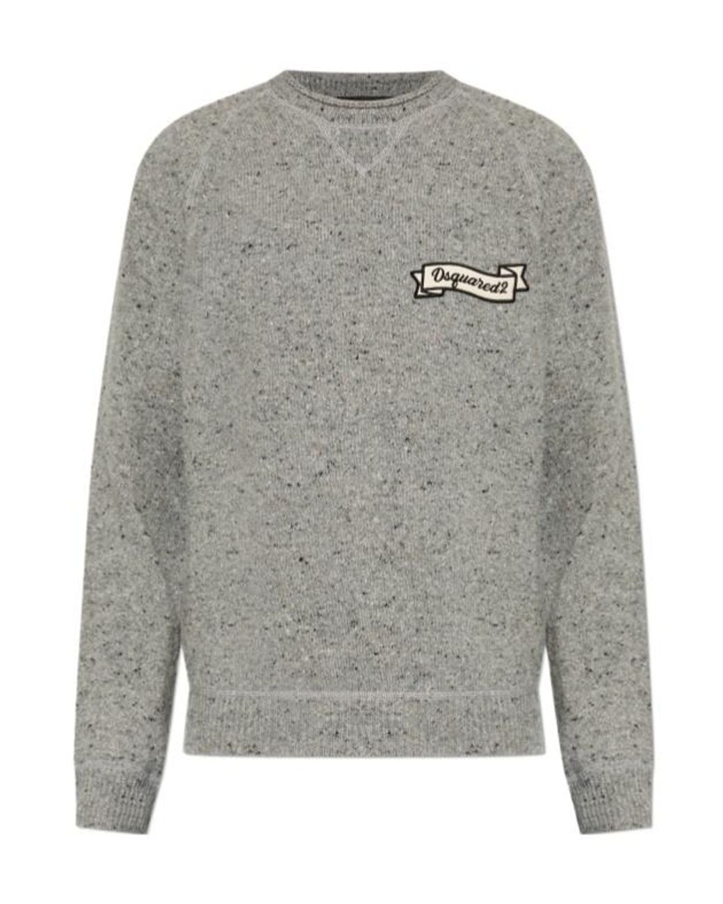 DSquared² Gray Logo Embroidered Crewneck Jumper for men