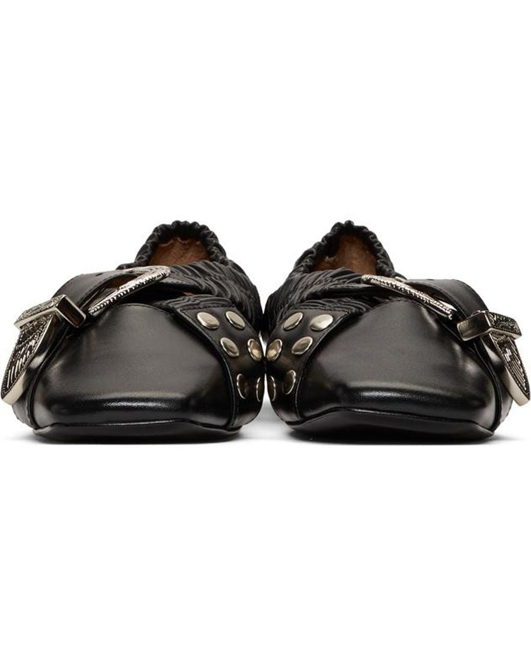 Toga Black Cross Strap Ballet Shoes
