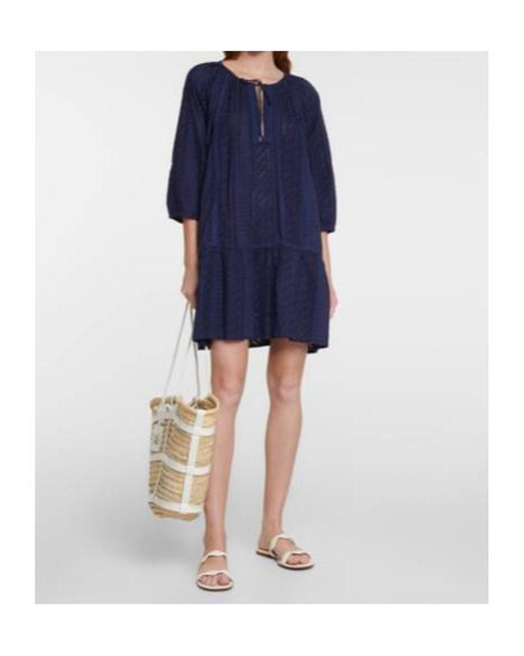 Melissa Odabash Blue Ashley Embroidered Minidress