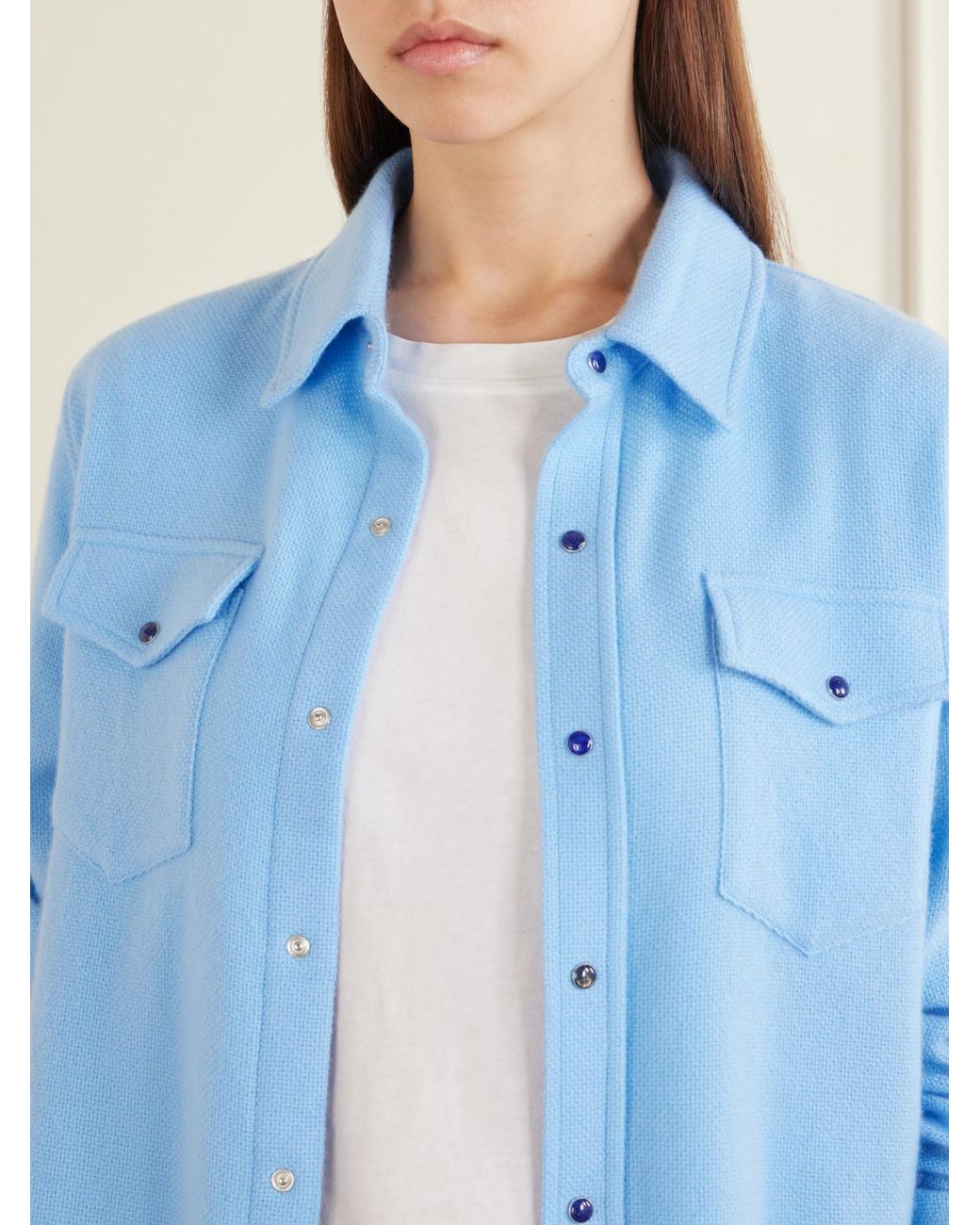 God's True Cashmere Blue Lagoon Cashmere Shirt