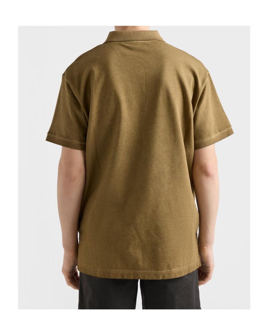 Prada Green Garment-Dyed Cotton Polo Shirt for men