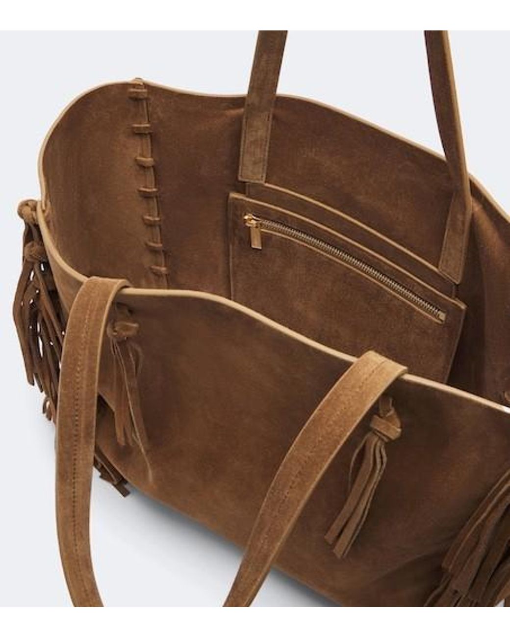 Nili Lotan Brown Joni Fringed Suede Tote Bag