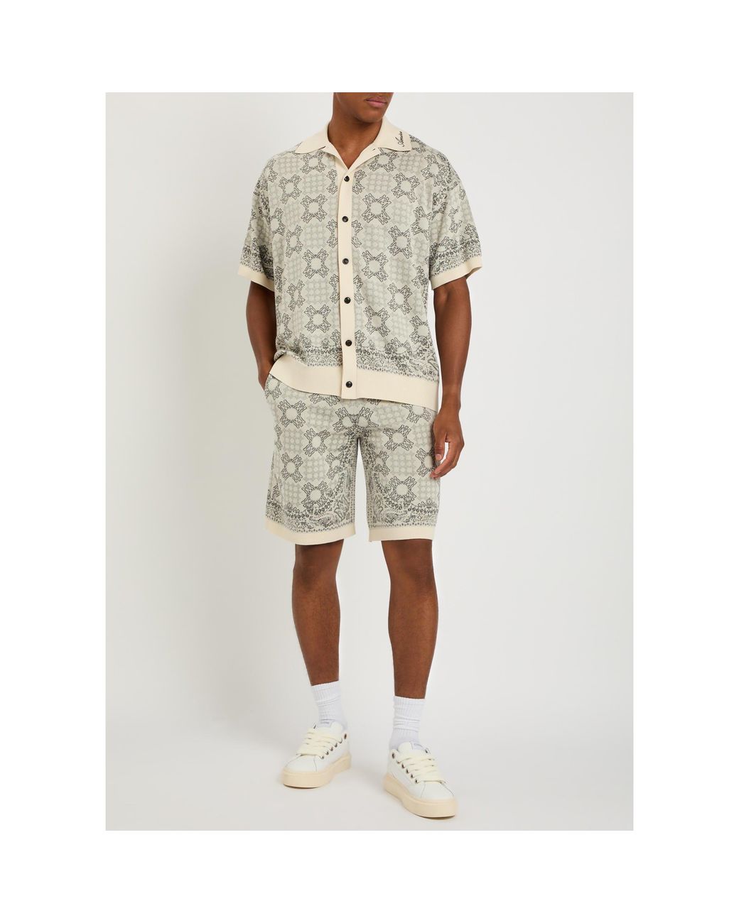 Amiri Gray Simple Cotton Mixed Shorts for men