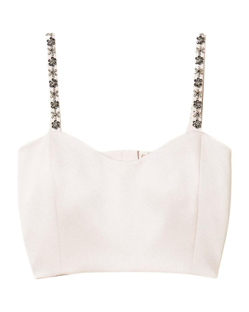 Twinset White Duchesse Embellished Cropped Top