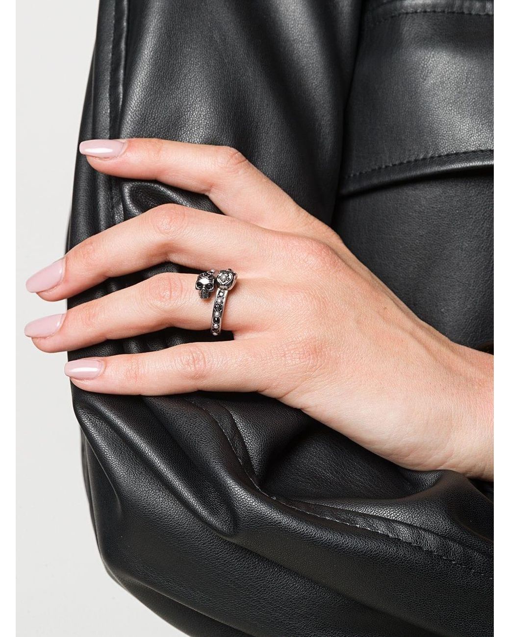 McQueen White Wrap Around Skull Ring