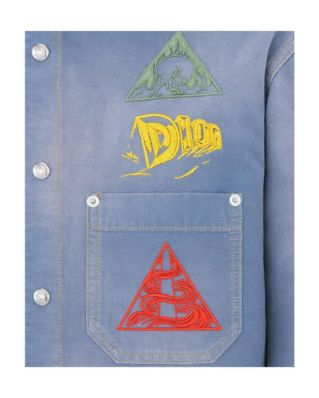 Dior Blue Homme Buttoned Long-Sleeved Denim Shirt for men