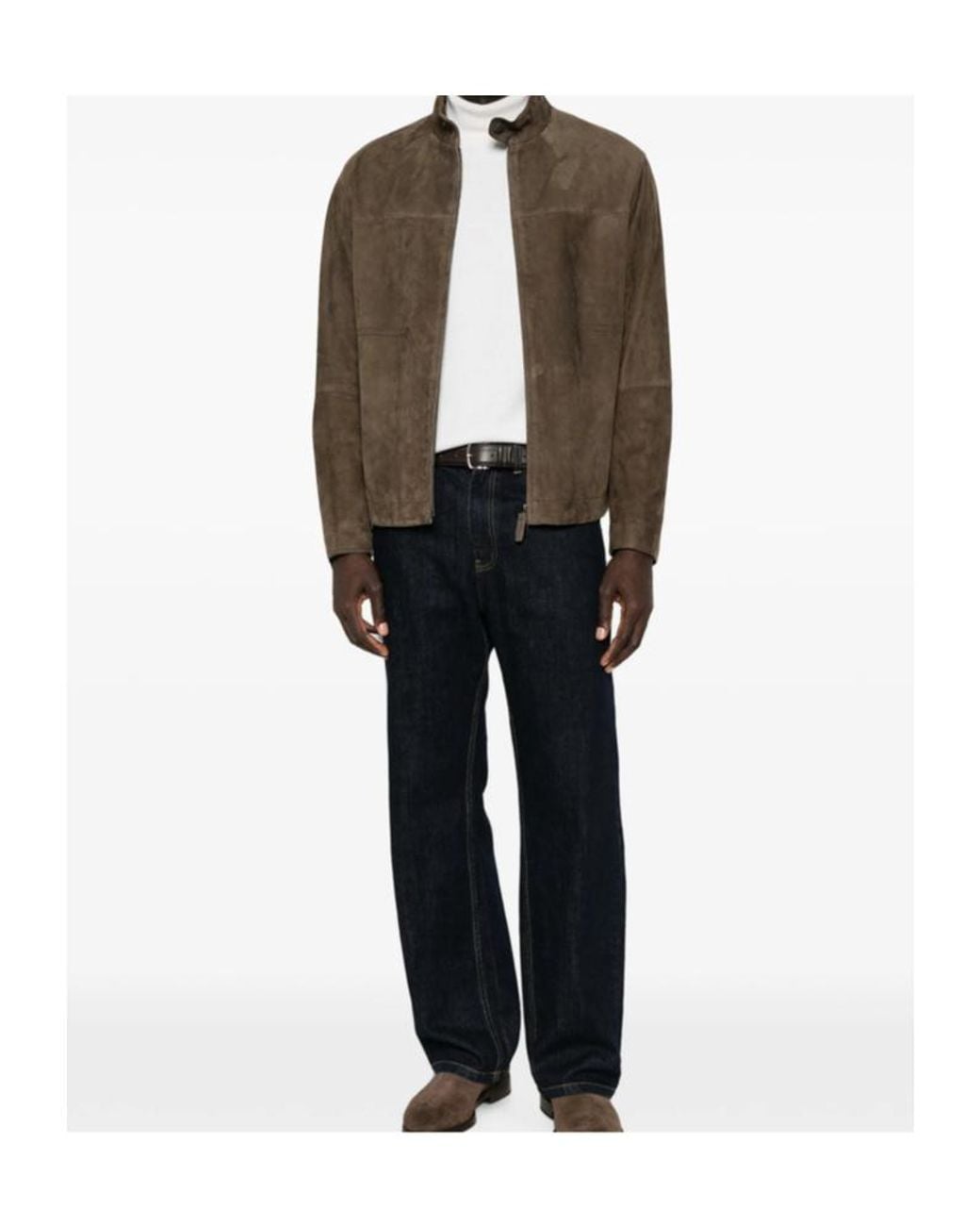 Brioni Brown Suede High-Neck Jacket for men