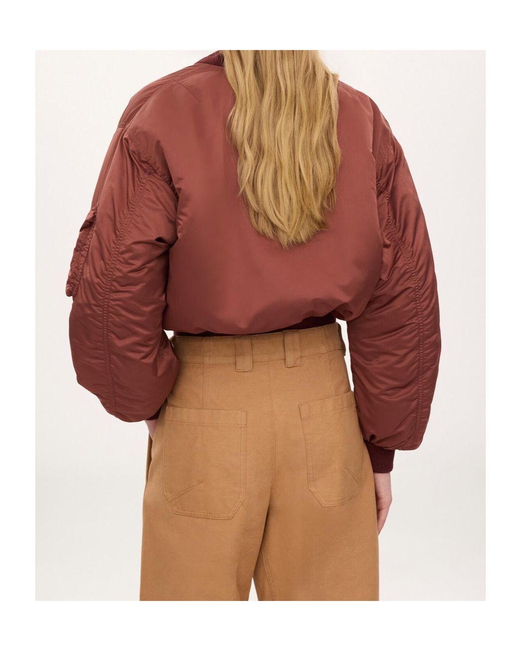 Chloé Red Ribbed-Trim Zip-Up Bomber Jacket