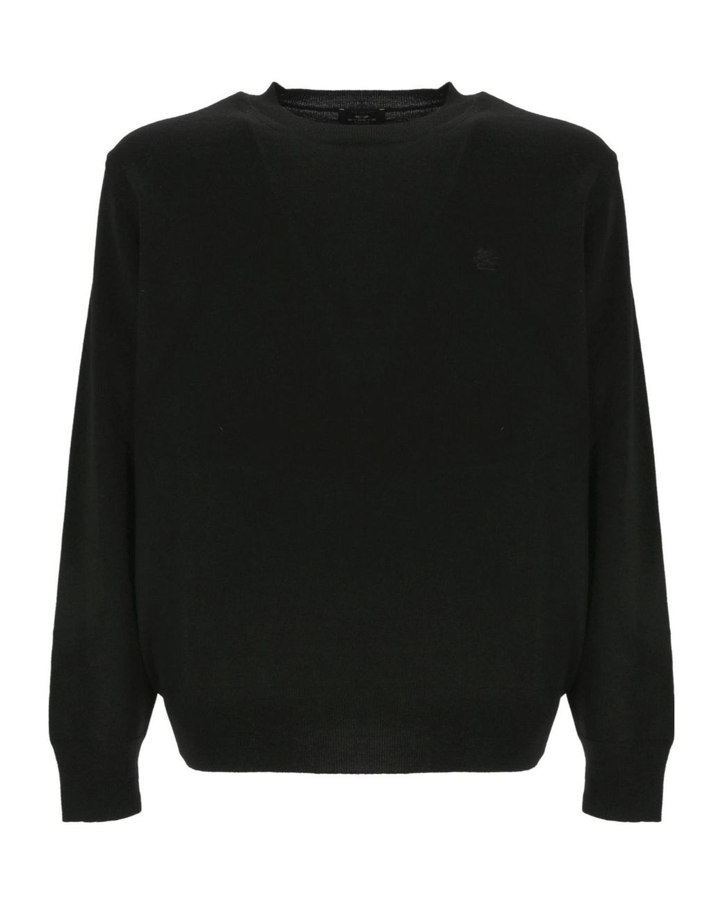 Etro Black Pegaso Embroidered Crewneck Jumper for men