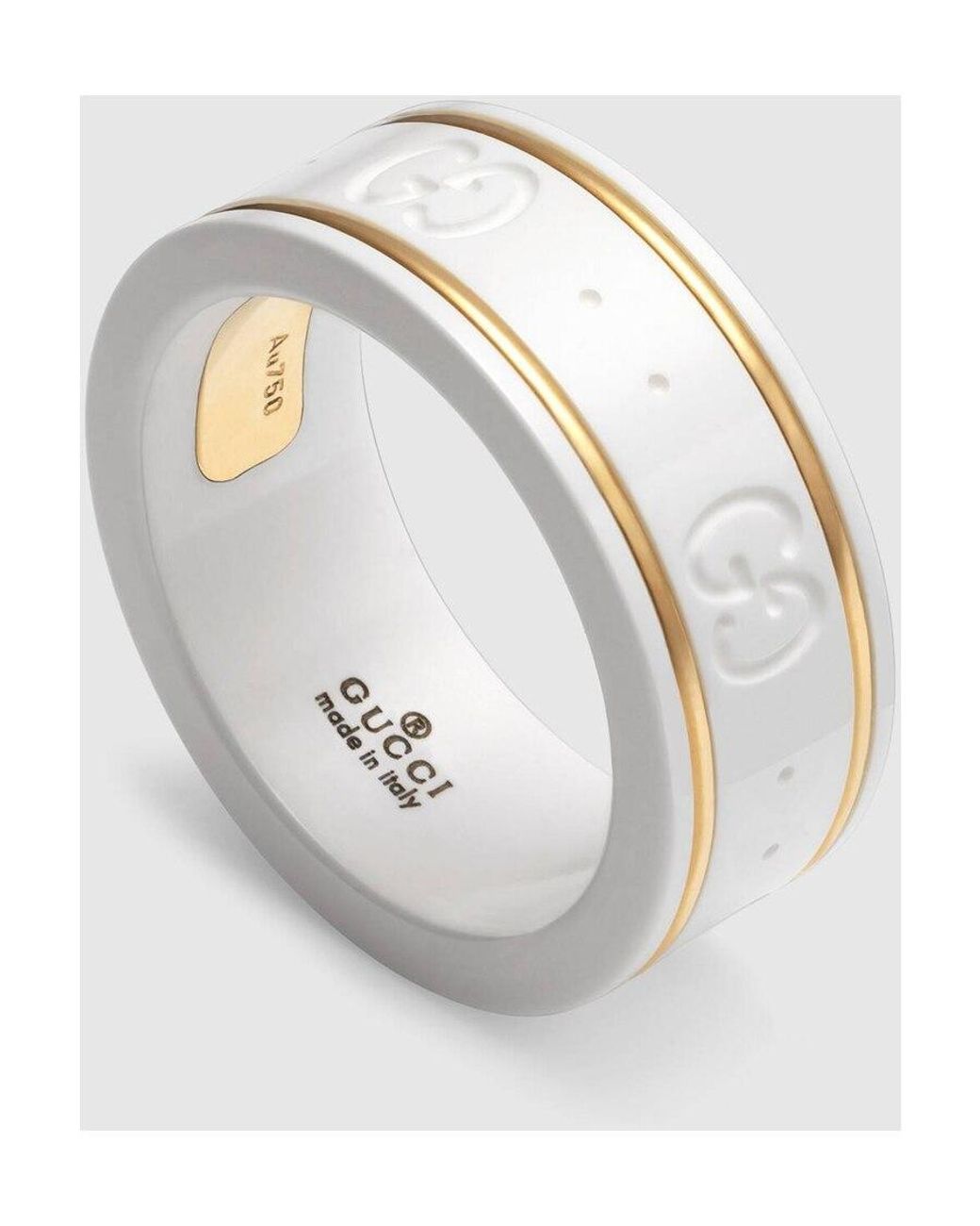 Gucci White Icon 18K Ring With Crystals