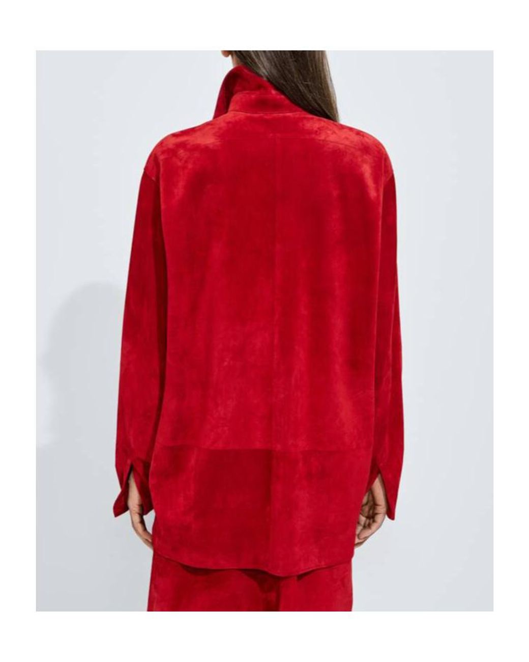 Bottega Veneta Red Suede Leather Shirt