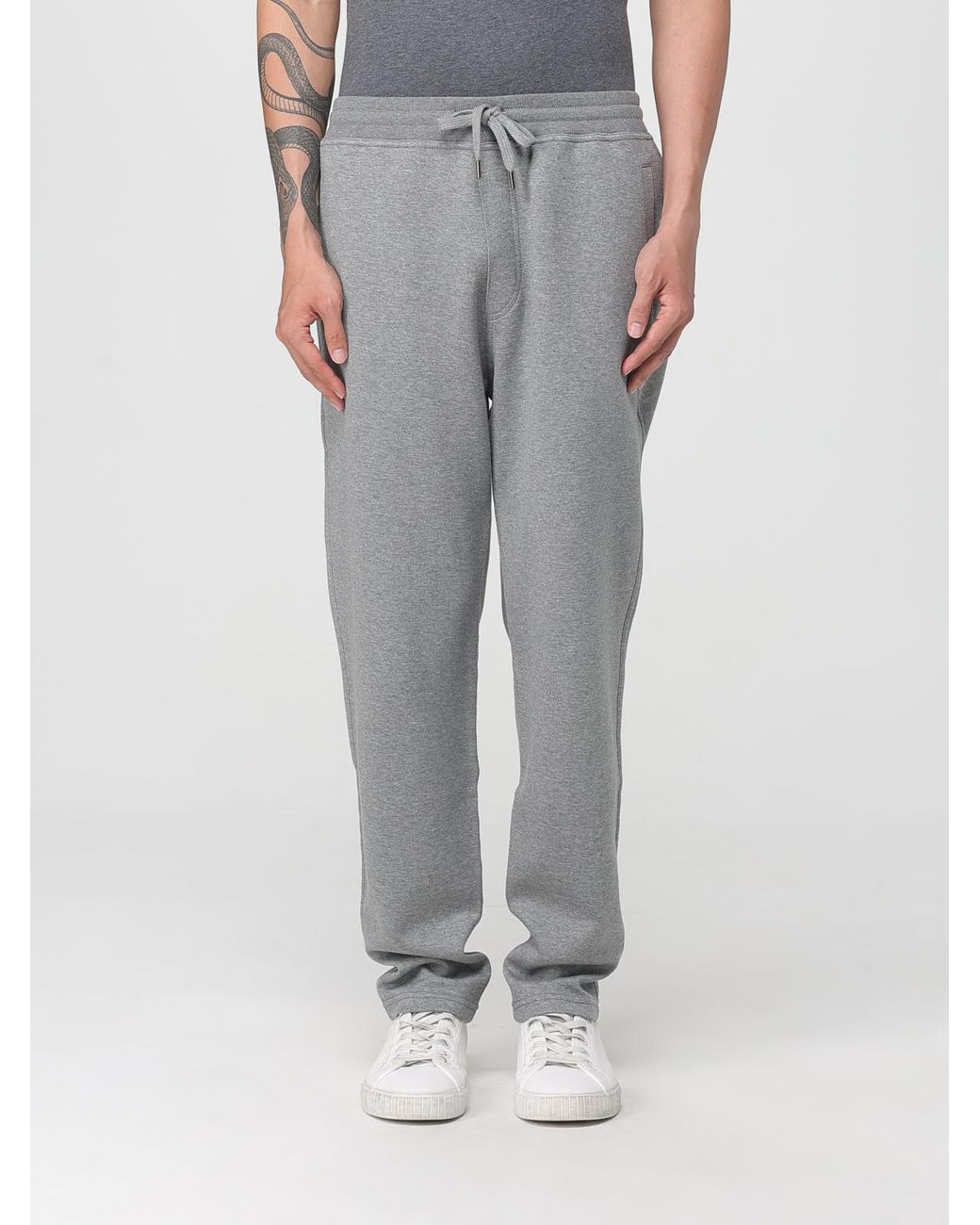 Brunello Cucinelli Gray Drawstring Straight Leg Pants for men