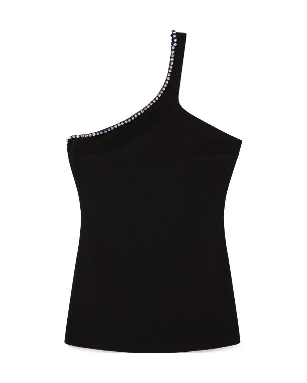 Stella McCartney Black Crystal-Trim One-Shoulder Top
