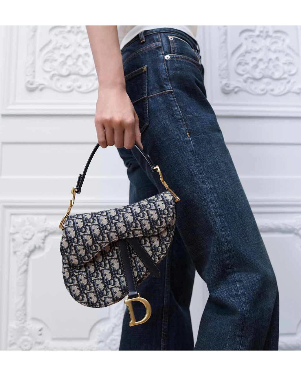 Dior White Small Saddle Bag With Strap