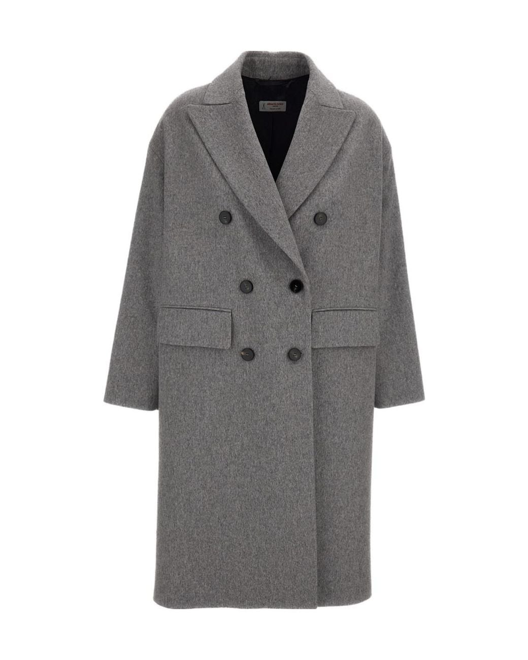 Alberto Biani Gray Double-Breasted Oversized Coat