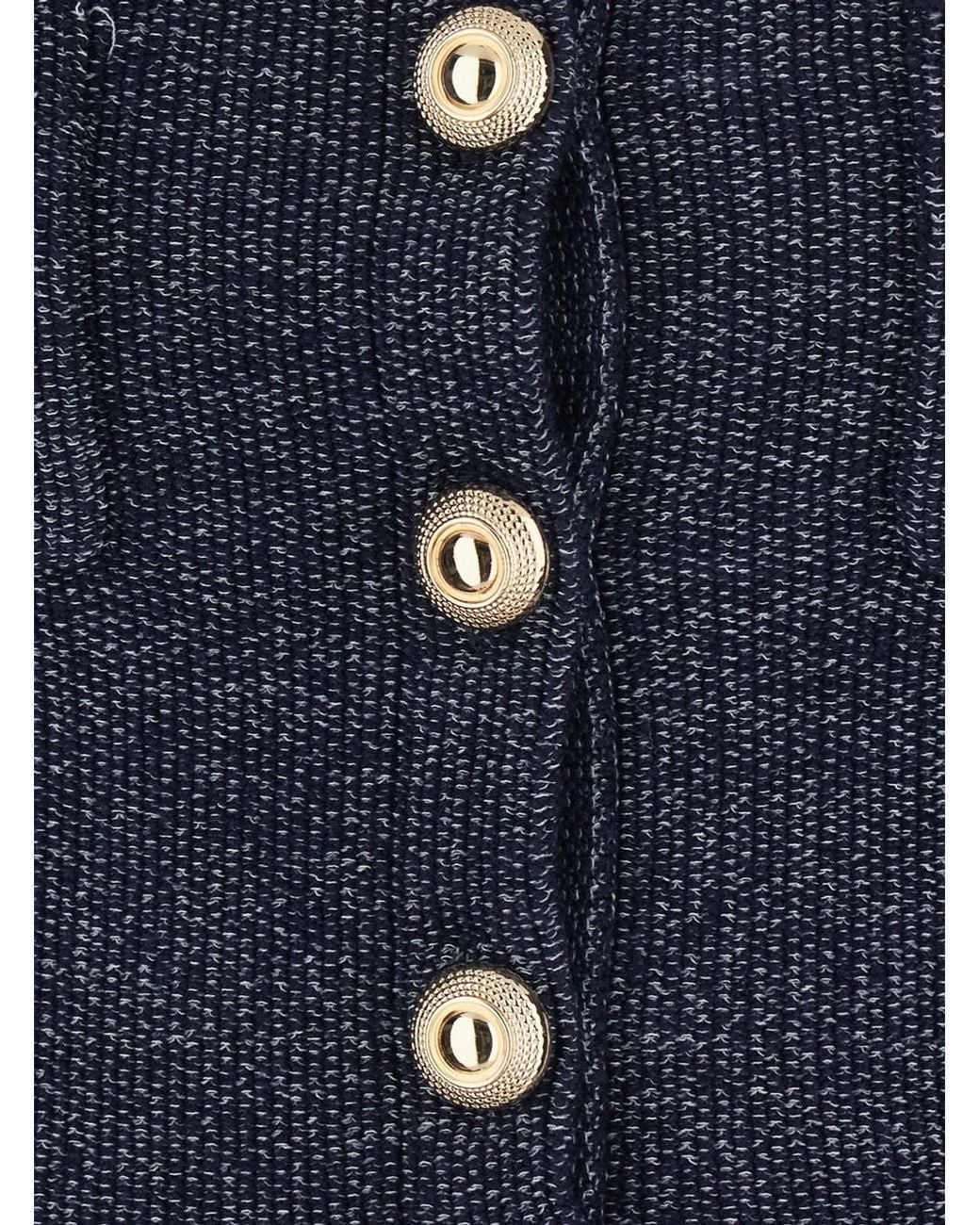 Self-Portrait Blue Sleeveless Textured Mini Dress With Collar Cotton