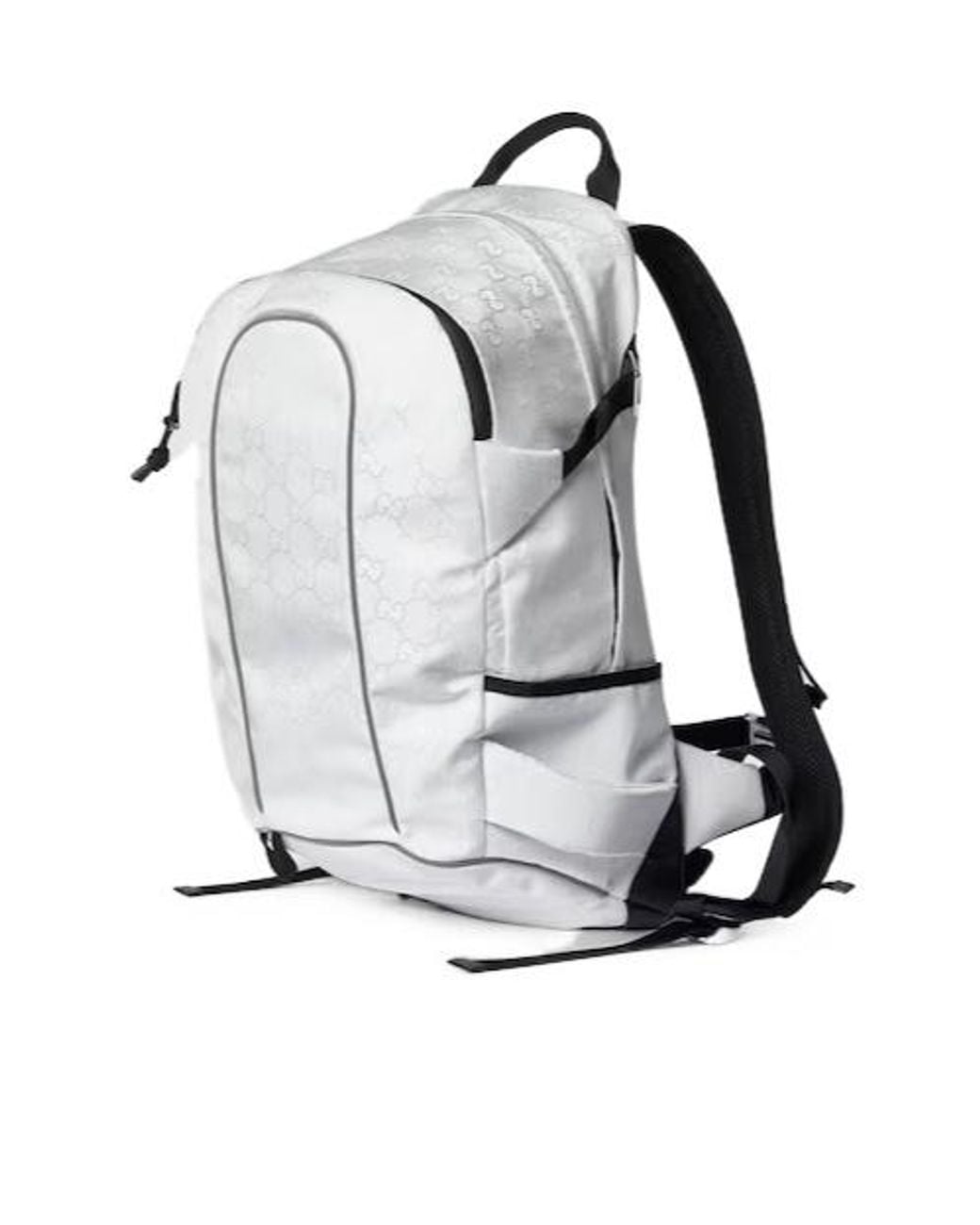 Gucci Gray Monogrammed Zipped Small Backpack for men