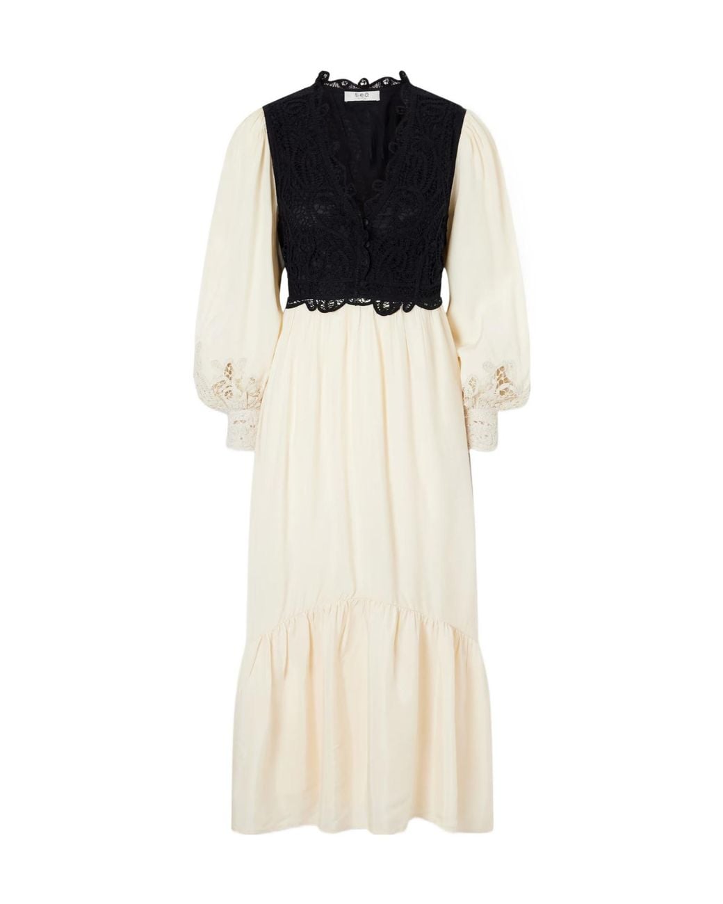 Sea White Adelina Woven And Guipure Lace Maxi Dress