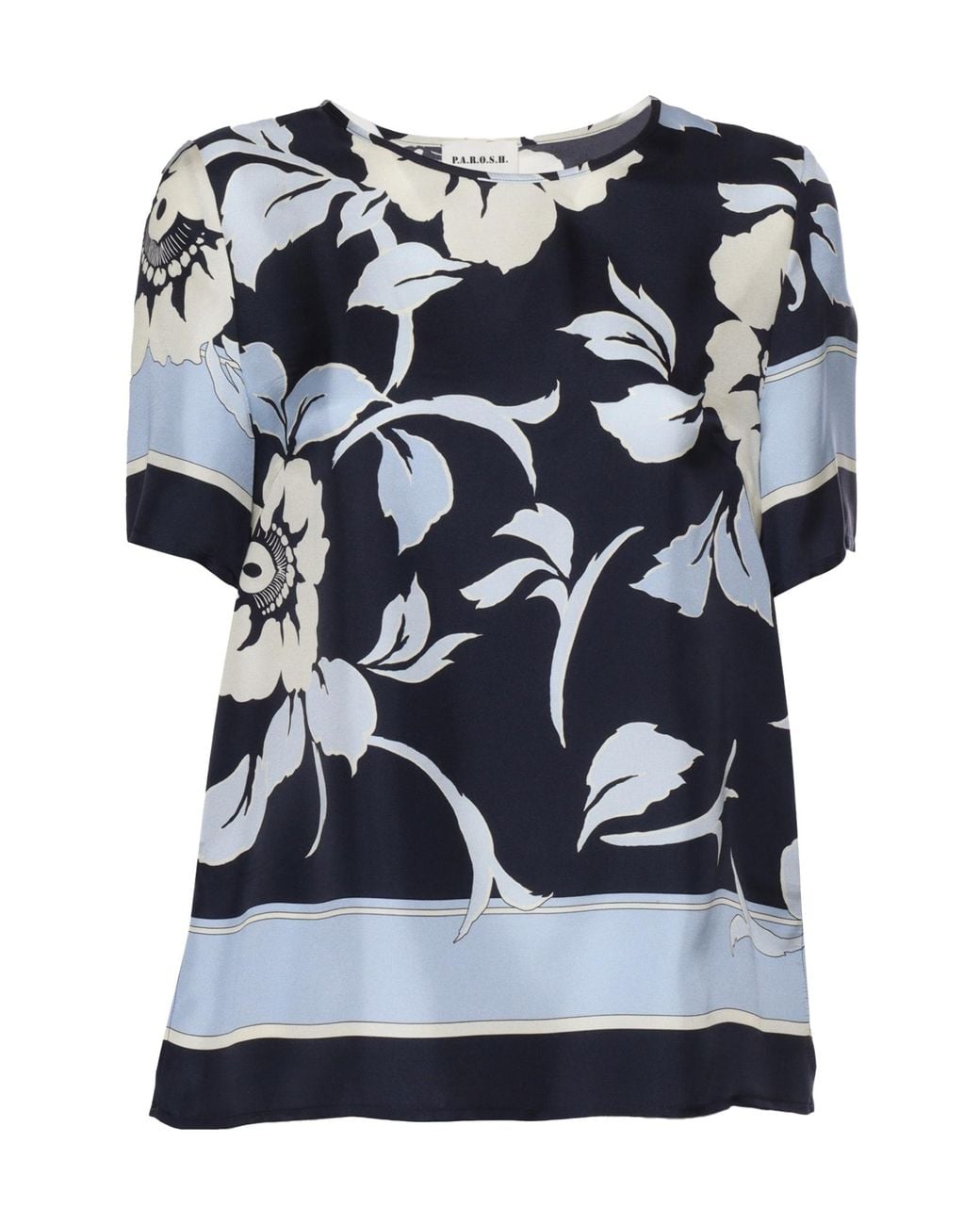 P.A.R.O.S.H. Black P.A.R.O..H. Floral Printed Satin Top