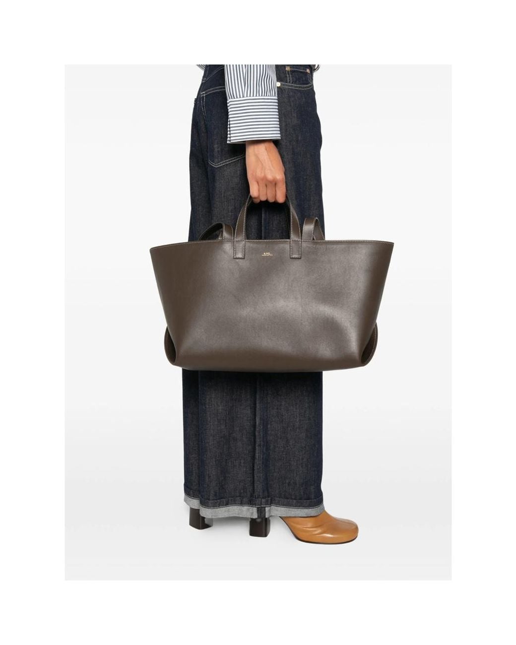 A.P.C. Brown Logo Stamp Tote Bag