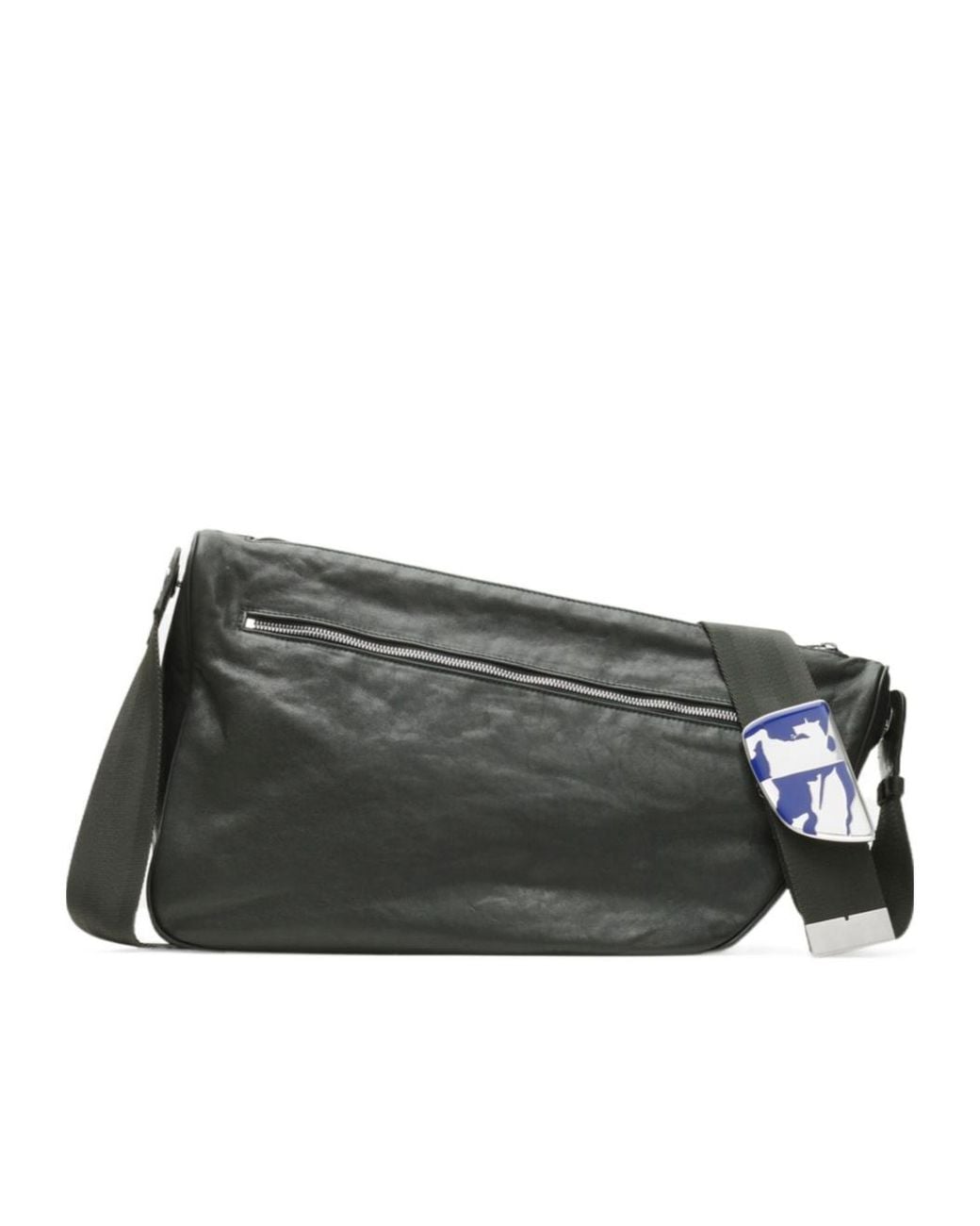 Burberry Gray Large Shield Leather Messenger Bag for men