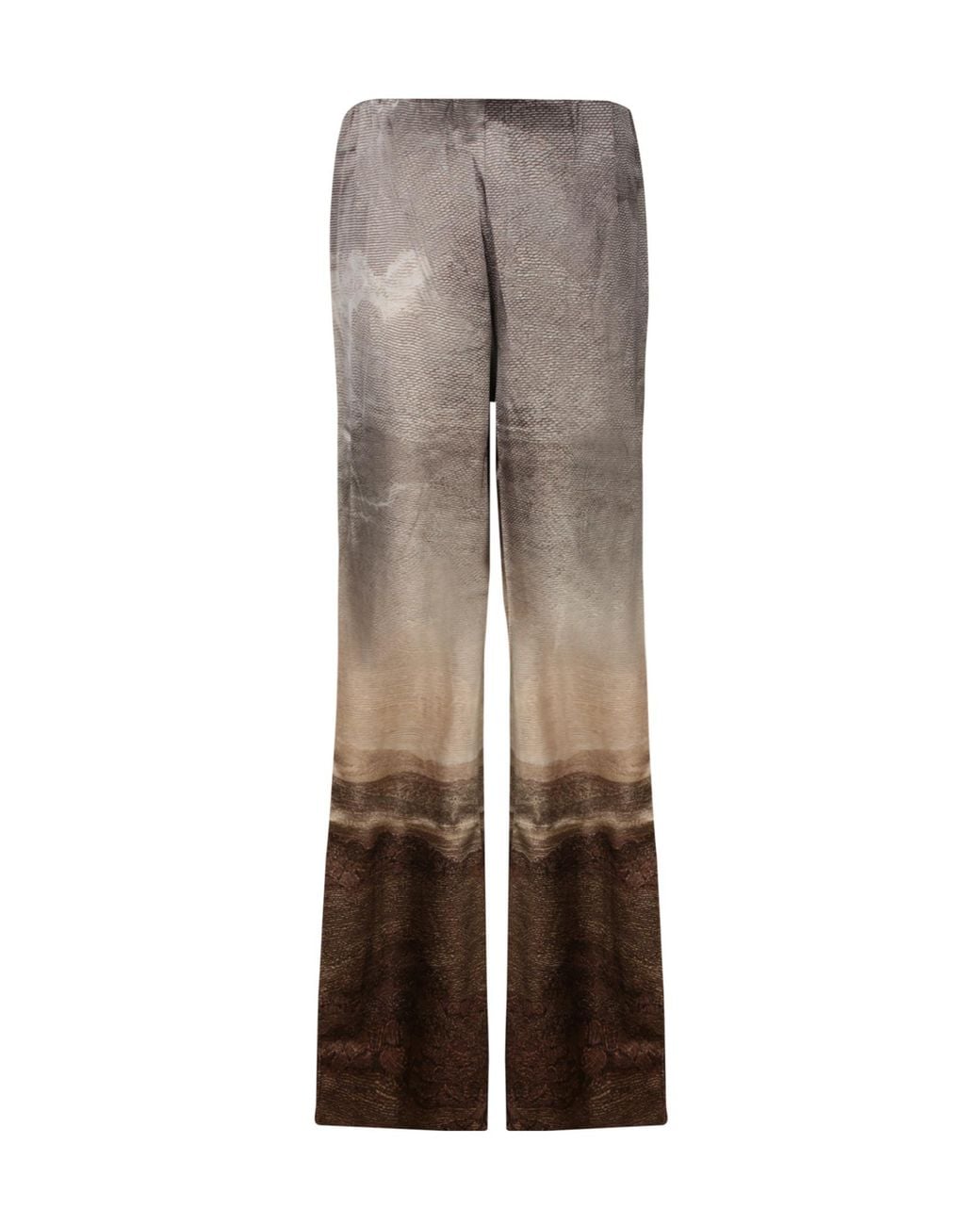 Pierre Louis Mascia Gray Landscape-Print Wide-Leg Trousers