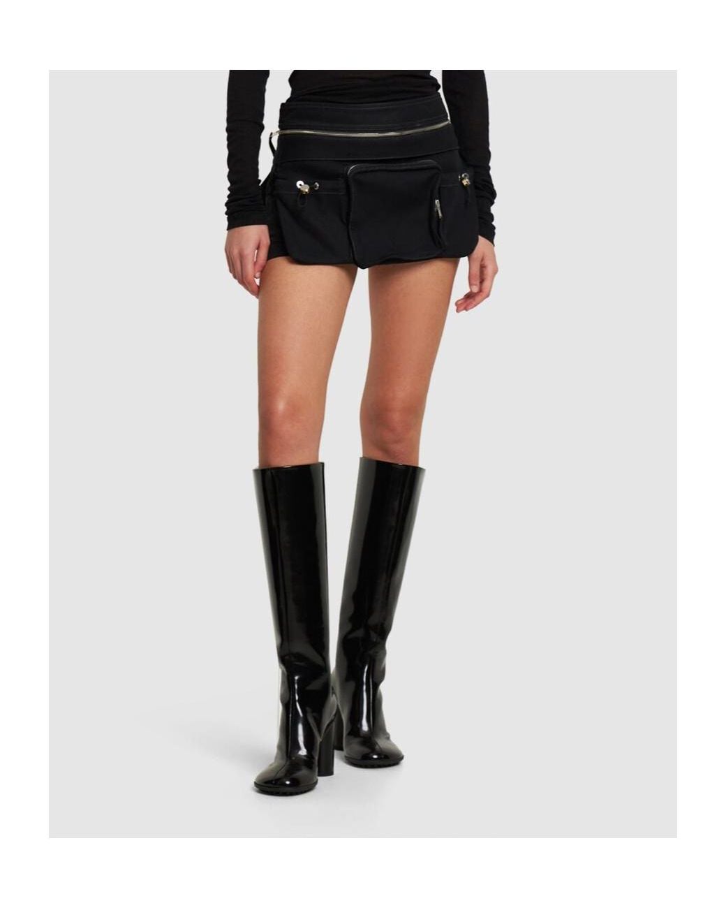 Dion Lee Black Short Skirt With Waist Pocket