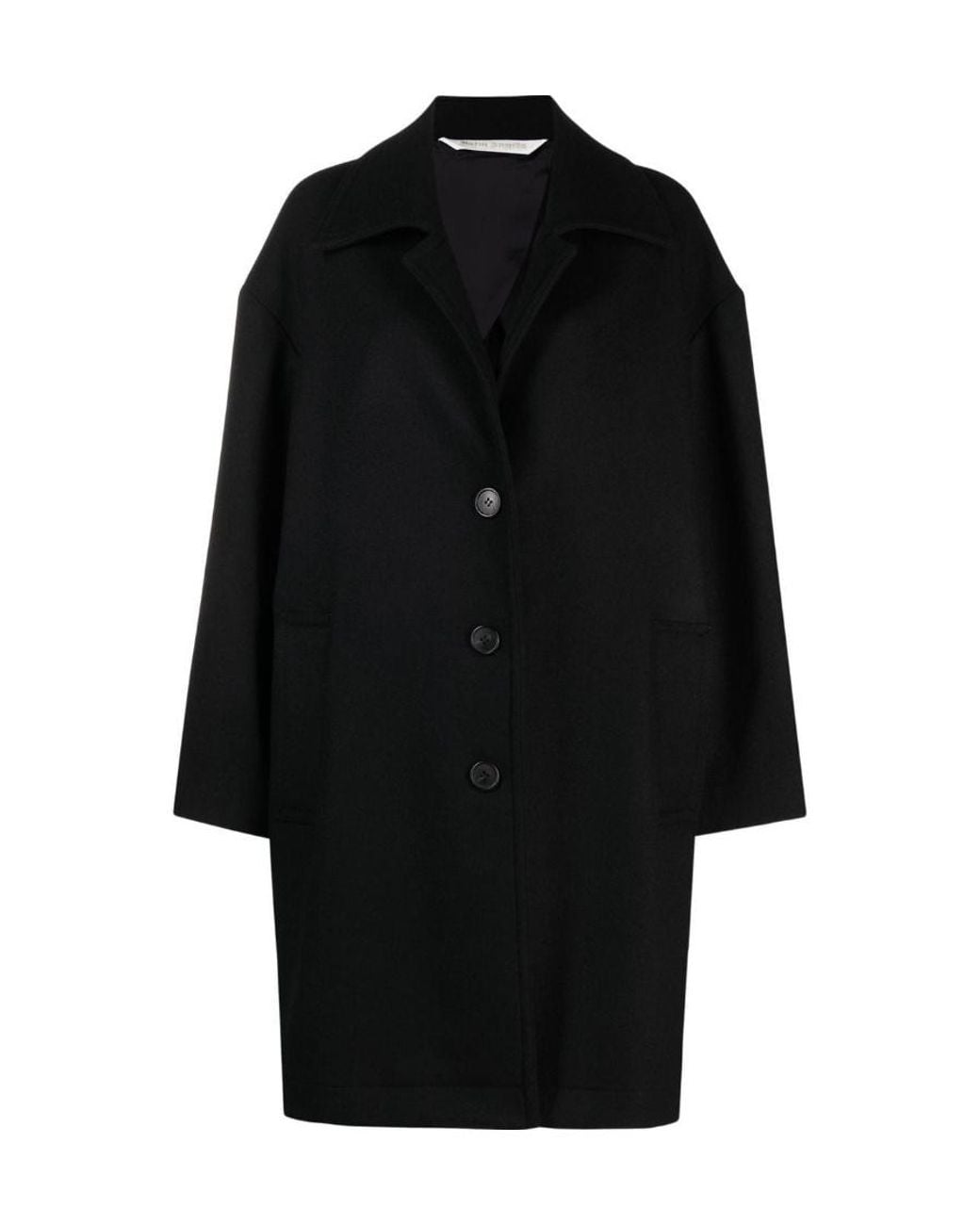 Palm Angels Black Logo Printed Single-Breasted Coat