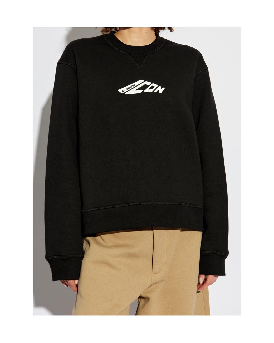 DSquared² Black Icon Logo Printed Crewneck Sweatshirt