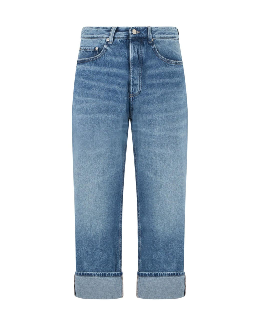 ICON DENIM Blue Cuffed Straight Jeans for men