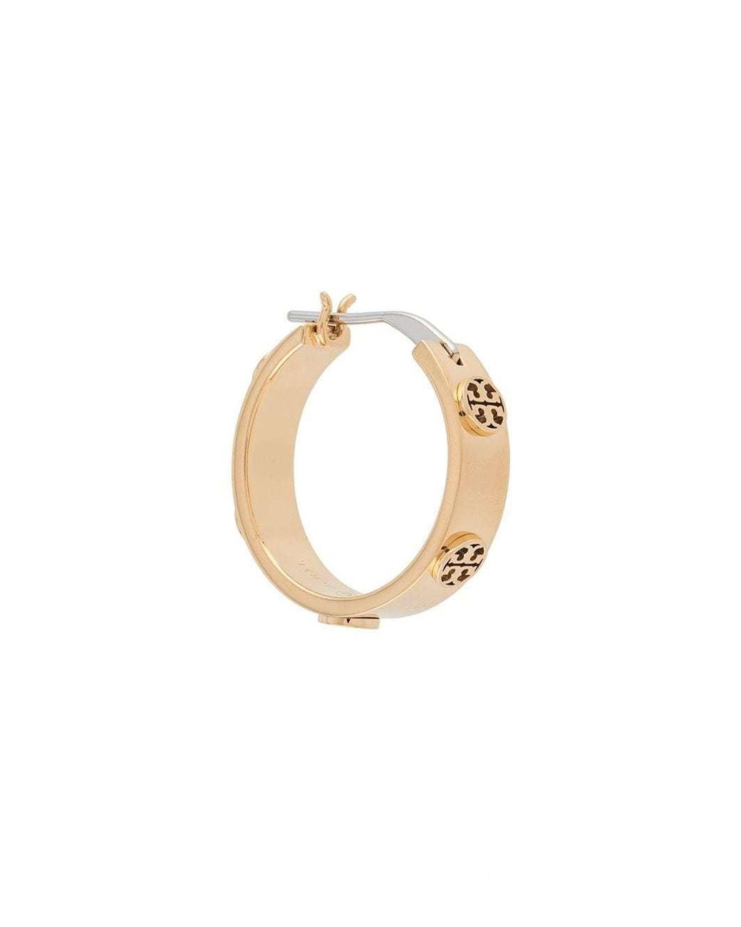 Tory Burch Metallic Miller Double T Stud Hoop Earrings