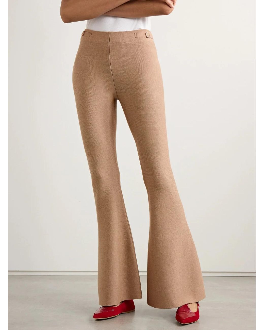 Gabriela Hearst Natural Ayala Knitted Flared Pants