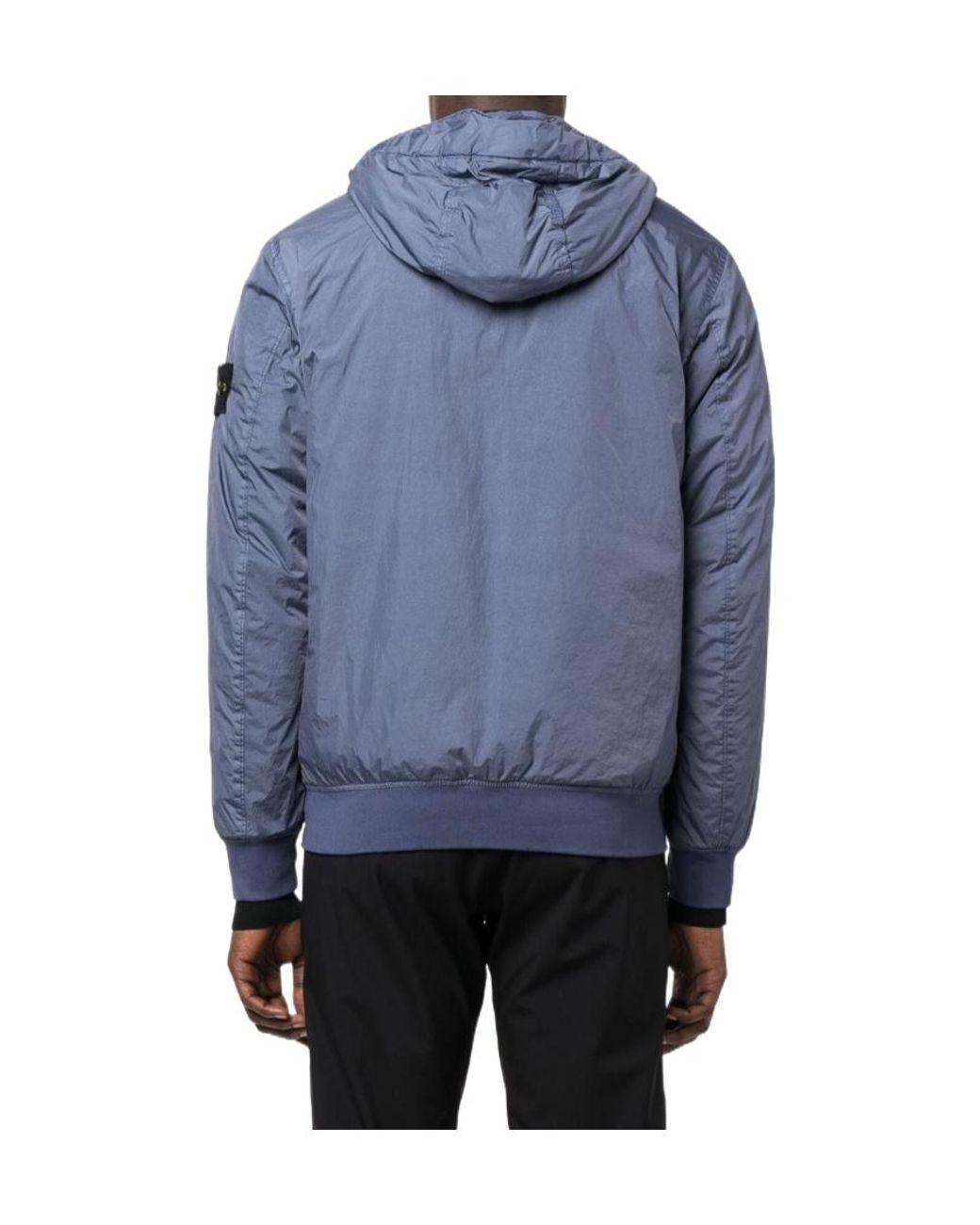 Stone Island Blue Logo Patch Zip-Up Padded Jacket for men