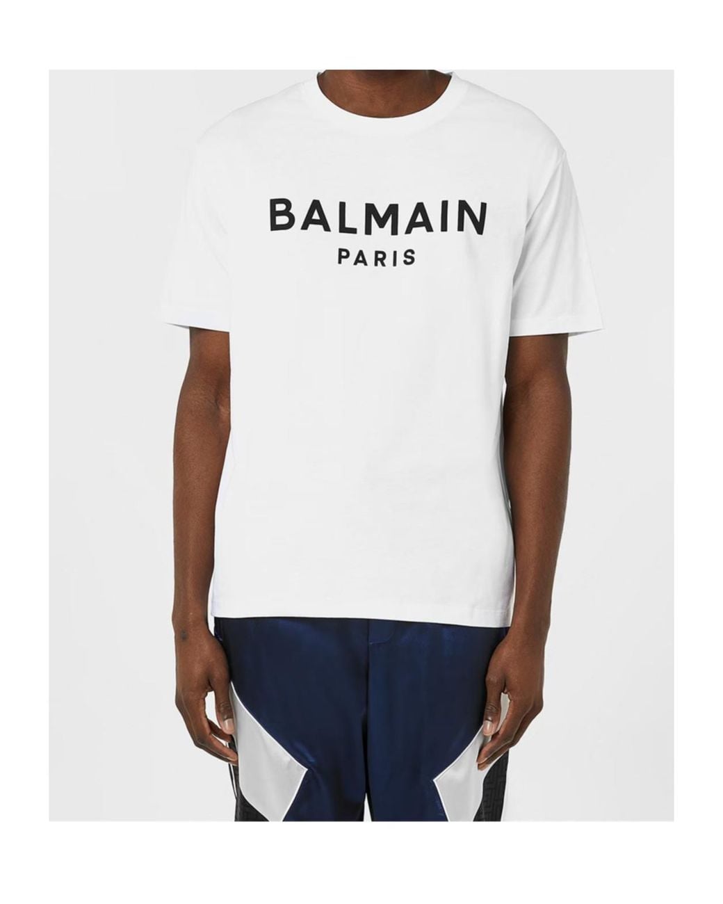 Balmain White Print Logo Cotton T-Shirt for men