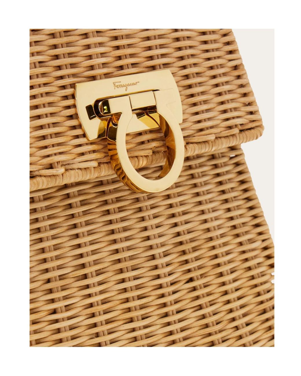 Ferragamo Natural Ferragamo Top Handle Small Woven Tote Bag