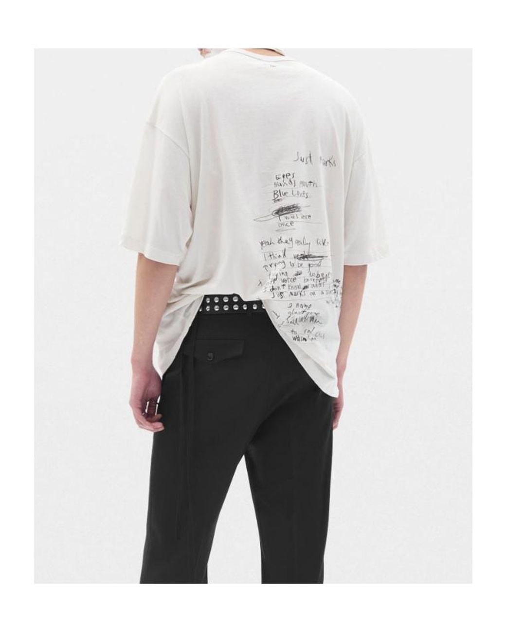 Ann Demeulemeester White Text-Print Cotton T-Shirt for men