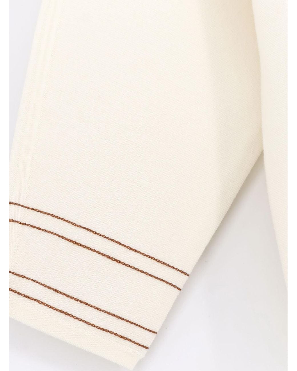 Max Mara White Contrast Cuff V-Neck Sweater