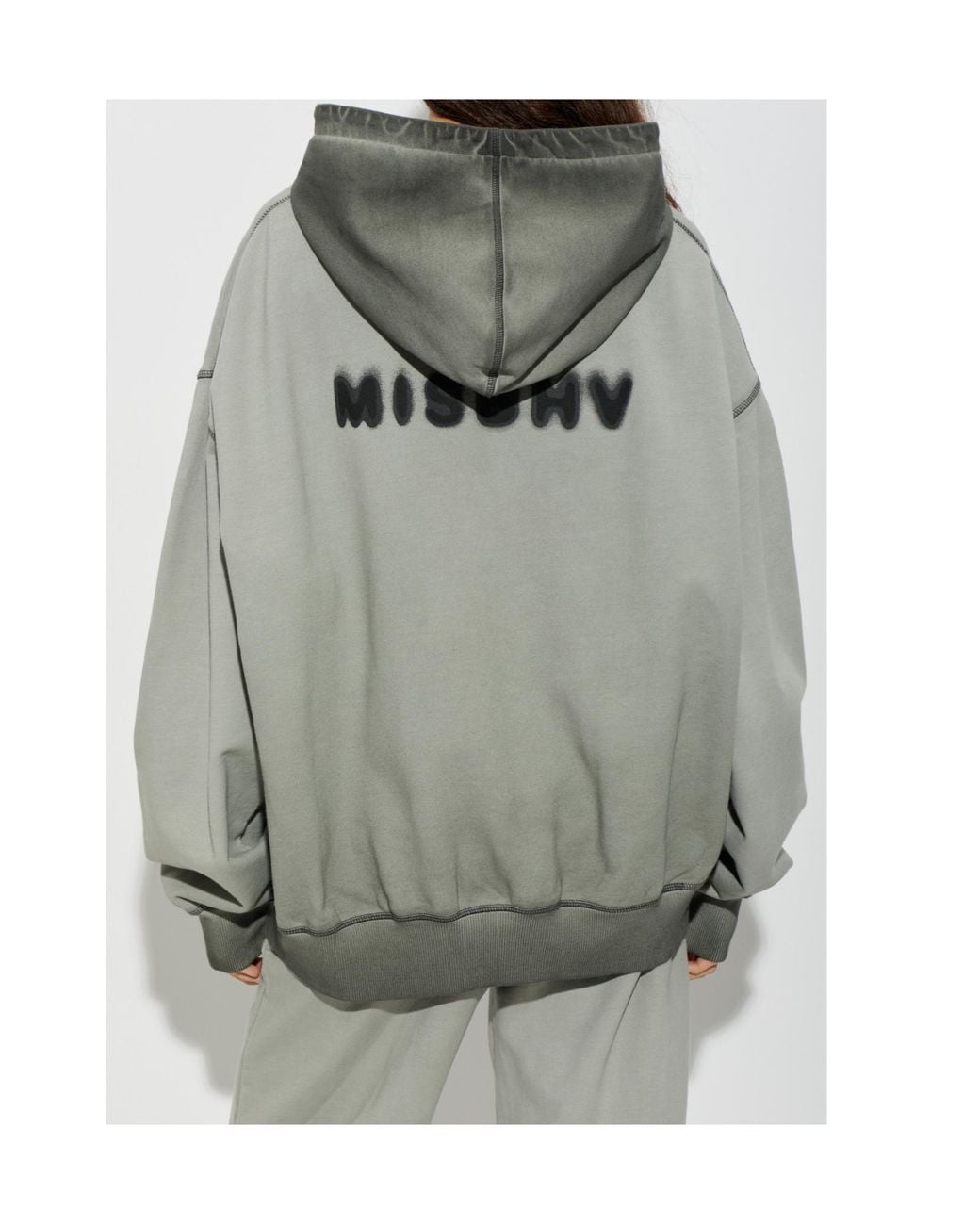M I S B H V Gray Zip-Up Hoodie for men